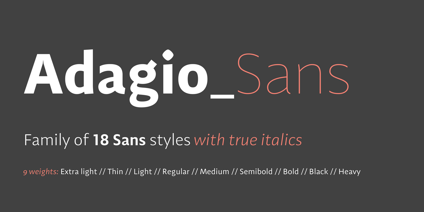 Ejemplo de fuente Adagio Sans Light italic